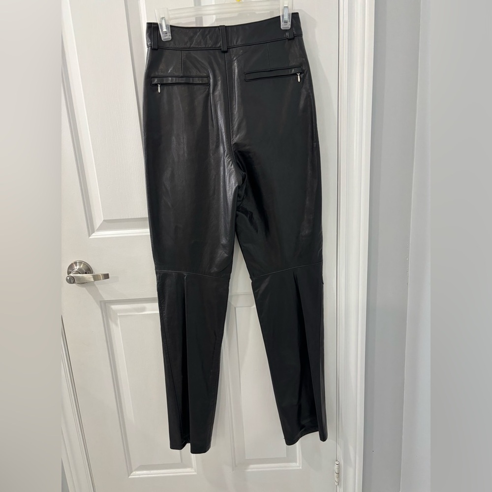 RUDSAK Collection Black Leather Moto Biker Women’s Pants w/ Knee-Detail Size 26 - Picture 4 of 9